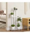 vidaXL 4-Floor Flower Stand with Wheels 44x23x80 cm White Iron — Size: 44 x 23 x 80 cm