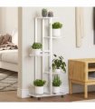 vidaXL 5-Floor Flower Stand with Wheels 44x23x100 cm White Iron — Size: 45 x 23 x 100 cm