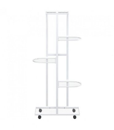 vidaXL 5-Floor Flower Stand with Wheels 44x23x100 cm White Iron — Size: 45 x 23 x 100 cm