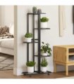 vidaXL 5-Floor Flower Stand with Wheels 44x23x100 cm Black Iron — Size: 45 x 23 x 100 cm