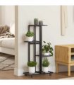 vidaXL 4-Floor Flower Stand with Wheels 44x23x80 cm Black Iron — Size: 44 x 23 x 80 cm
