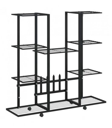 vidaXL Flower Stand with Wheels 94.5x24.5x91.5 cm Black Iron