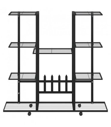 vidaXL Flower Stand with Wheels 94.5x24.5x91.5 cm Black Iron