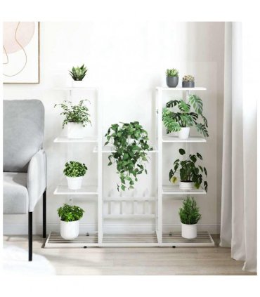 vidaXL Flower Stand 94.5x25x89 cm White Iron — Model: without wheel