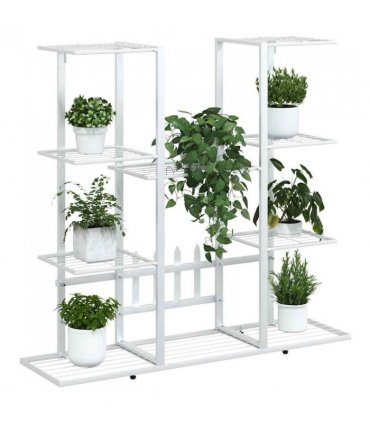 vidaXL Flower Stand 94.5x25x89 cm White Iron — Model: without wheel
