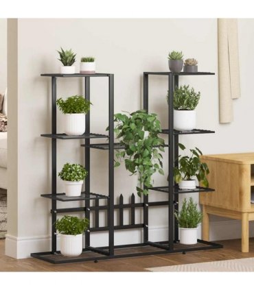 vidaXL Flower Stand 94.5x25x89 cm Black Iron — Model: without wheel