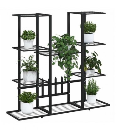 vidaXL Flower Stand 94.5x25x89 cm Black Iron — Model: without wheel