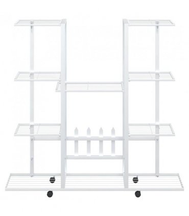 vidaXL Flower Stand with Wheels 94.5x24.5x91.5 cm White Iron