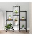 vidaXL Flower Stand with Wheels 83x25x103.5 cm Black Iron