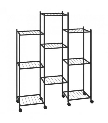 vidaXL Flower Stand with Wheels 83x25x103.5 cm Black Iron
