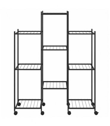 vidaXL Flower Stand with Wheels 83x25x103.5 cm Black Iron