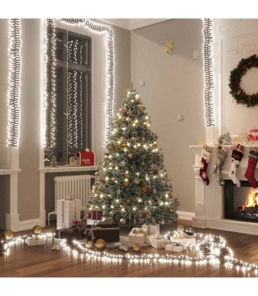 vidaXL LED Cluster String with 400 LEDs Cold White PVC — Colour: cold white and dark green