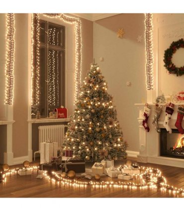 vidaXL LED Cluster String with 400 LEDs Warm White PVC — Colour: warm white and dark green