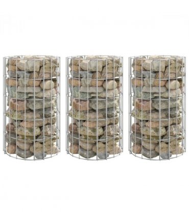 vidaXL Circular Gabion Raised Beds 3 pcs Galvanised Steel Ø30x50 cm — Size: Ø 30 x 50 cm (3 pcs)