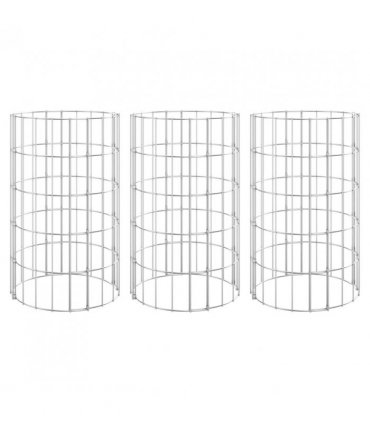 vidaXL Circular Gabion Raised Beds 3 pcs Galvanised Steel Ø30x50 cm — Size: Ø 30 x 50 cm (3 pcs)