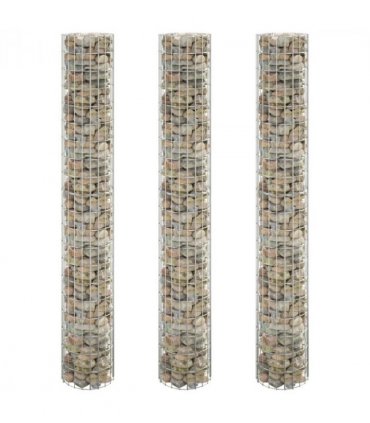 vidaXL Circular Gabion Raised Beds 3 pcs Galvanised Steel Ø30x200 cm — Size: Ø 30 x 200 cm (3 pcs)