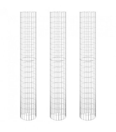 vidaXL Circular Gabion Raised Beds 3 pcs Galvanised Steel Ø30x200 cm — Size: Ø 30 x 200 cm (3 pcs)