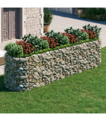 vidaXL Gabion Raised Bed Galvanised Iron 400x100x100 cm — Size: 400 x 100 x 100 cm