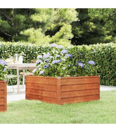 vidaXL Garden Raised Bed | Rusty | Corten Steel | Medium | Durable — Size: 100 x 100 x 45 cm