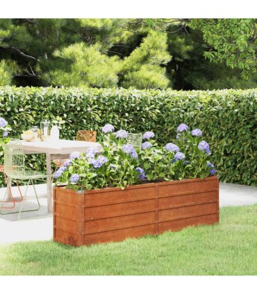 vidaXL Garden Raised Bed | Rusty | Corten steel | Large | Decorative Inlays — Size: 160 x 40 x 45 cm