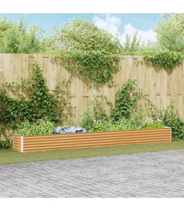 vidaXL Garden Raised Bed Light Brown 390 x 50 x 36 cm Galvanised Steel