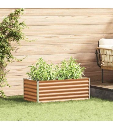 vidaXL Garden Raised Bed Light Brown 98 x 50 x 36 cm Galvanised Steel