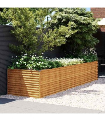 vidaXL Garden Raised Bed 386x100x69 cm Corten Steel — Size: 386 x 100 x 69 cm