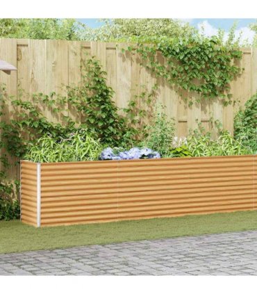 vidaXL Garden Raised Bed Light Brown 582 x 50 x 68 cm Galvanised Steel