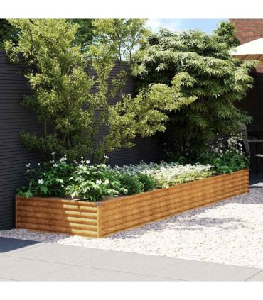vidaXL Garden Raised Bed 387x100x36 cm Corten Steel — Size: 387 x 100 x 36 cm