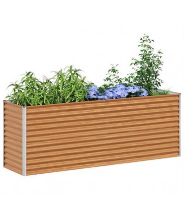 vidaXL Garden Raised Bed Light Brown 195 x 50 x 68 cm Galvanised Steel