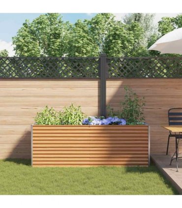 vidaXL Garden Raised Bed Light Brown 195 x 50 x 68 cm Galvanised Steel