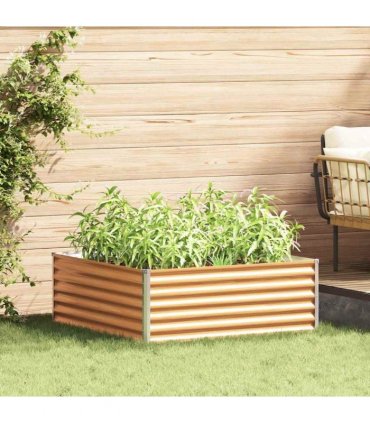 vidaXL Garden Raised Bed Light Brown 98 x 100 x 36 cm Galvanised Steel
