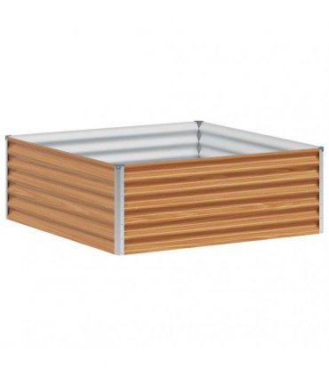vidaXL Garden Raised Bed Light Brown 98 x 100 x 36 cm Galvanised Steel