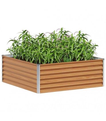vidaXL Garden Raised Bed Light Brown 98 x 100 x 36 cm Galvanised Steel
