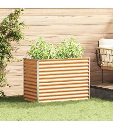 vidaXL Garden Raised Bed Light Brown 98 x 50 x 68 cm Galvanised Steel