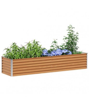 vidaXL Garden Raised Bed Light Brown 195 x 50 x 36 cm Galvanised Steel