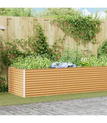 vidaXL Garden Raised Bed 485 x 100 x 68 cm Galvanised Steel