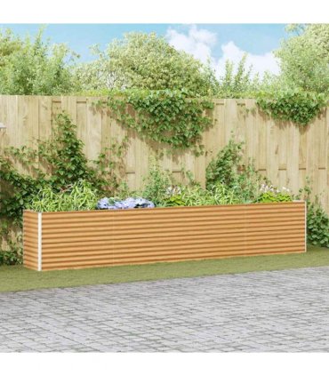 vidaXL Garden Raised Bed Light Brown 390 x 50 x 68 cm Galvanised Steel