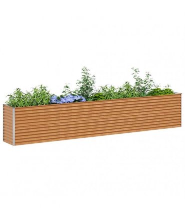 vidaXL Garden Raised Bed Light Brown 390 x 50 x 68 cm Galvanised Steel