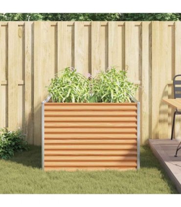 vidaXL Garden Raised Bed Light Brown 98 x 100 x 68 cm Galvanised Steel