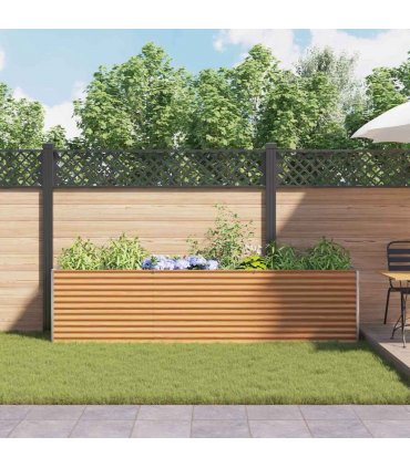 vidaXL Garden Raised Bed Light Brown 290 x 50 x 68 cm Galvanised Steel