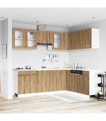 vidaXL 11 Piece Kitchen Cabinet Set Lyon Artisan Oak Engineered Wood — Colour: artisian oak