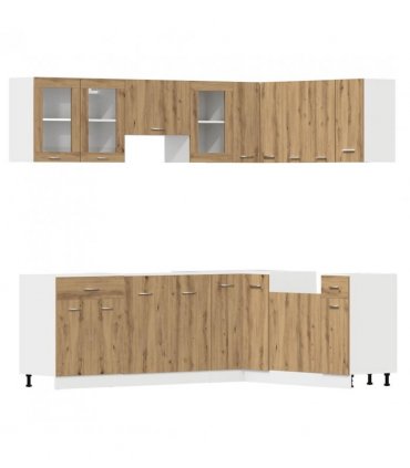 vidaXL 11 Piece Kitchen Cabinet Set Lyon Artisan Oak Engineered Wood — Colour: artisian oak