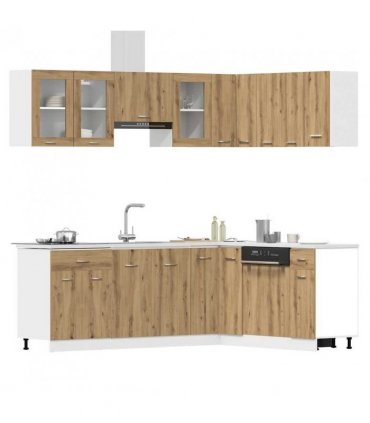 vidaXL 11 Piece Kitchen Cabinet Set Lyon Artisan Oak Engineered Wood — Colour: artisian oak