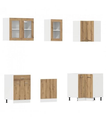 vidaXL 11 Piece Kitchen Cabinet Set Lyon Artisan Oak Engineered Wood — Colour: artisian oak