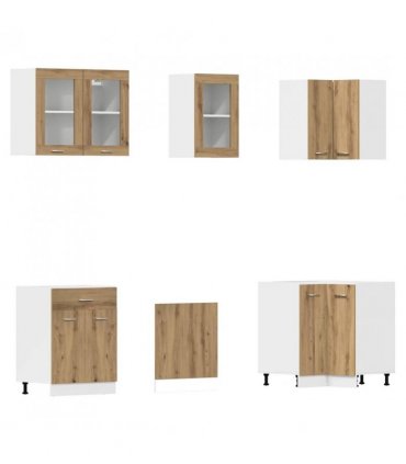 vidaXL 11 Piece Kitchen Cabinet Set Lyon Artisan Oak Engineered Wood — Colour: artisian oak