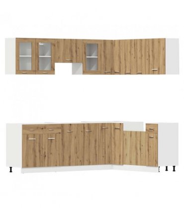vidaXL 11 Piece Kitchen Cabinet Set Lyon Artisan Oak Engineered Wood — Colour: artisian oak — V0671951895