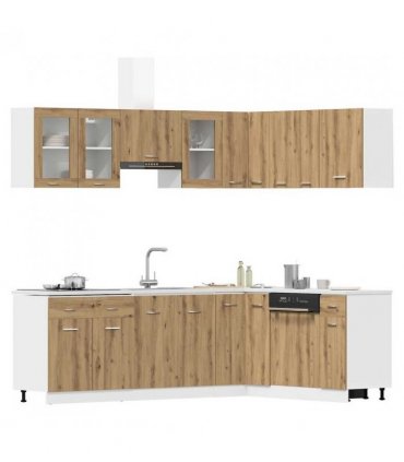 vidaXL 11 Piece Kitchen Cabinet Set Lyon Artisan Oak Engineered Wood — Colour: artisian oak — V0671951895