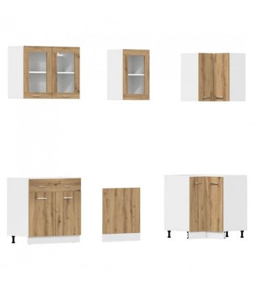 vidaXL 11 Piece Kitchen Cabinet Set Lyon Artisan Oak Engineered Wood — Colour: artisian oak — V0671951895