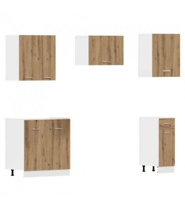 vidaXL 11 Piece Kitchen Cabinet Set Lyon Artisan Oak Engineered Wood — Colour: artisian oak — V0671951895